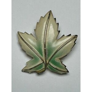 Signed Coro Enamel Maple Leaf‎ Brooch Pin Vintage Nature Inspired Autumn Jewelry